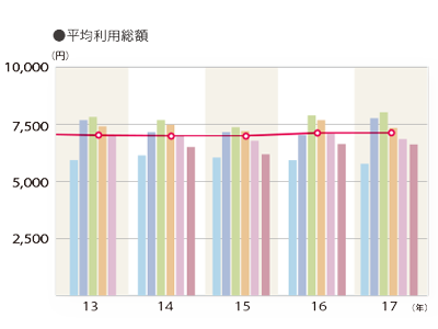 2017年度 そのお店で利用したメニュー「平均利用総額」のグラフ